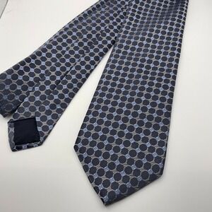 Brooks Brothers 346 Pure Silk Men's Necktie Dark Blue Geometric Pattern